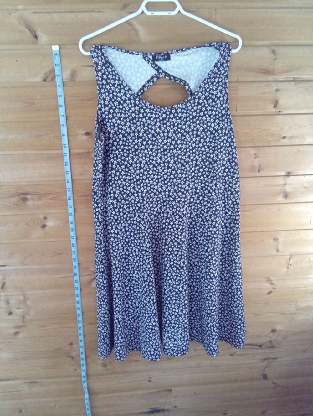 Womens 2 Dye 4.Y2K Skater Dress Navy Floral Keyhole Swing Dress
